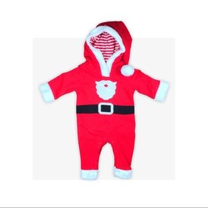 Baby Boy Santa Hooded Romper Outfit NB.
